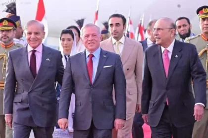 King Abdullah II of Jordan arrives in Islamabad and is welcomed by President Asif Ali Zardari and Prime Minister Shehbaz Sharif during his two-day state visit to Pakistan.