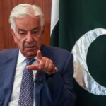 Pakistani Defence Minister Khawaja Asif speaks during a press conference in Islamabad after a deadly suicide attack.