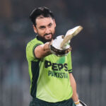 Pakistan’s Salman Ali Agha celebrates his century during the first ODI against Sri Lanka at Rawalpindi Cricket Stadium.