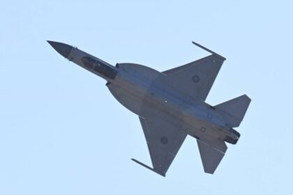 Azerbaijan Air Force JF-17 Block III fighters fly in formation over Baku during the 2025 Victory Day parade, symbolizing the emerging trilateral military alliance between Azerbaijan, Pakistan, and Türkiye.