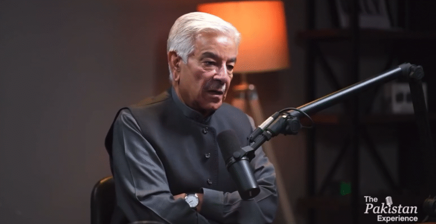 “Pakistan Defense Minister Khawaja Asif addressing the threat of Fitna al-Khawarij and warning Afghan Taliban over cross-border attacks.”