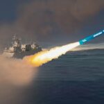 "Pakistan Navy Type 22P frigate conducting test launch of SMASH anti-ship ballistic missile during naval exercise"