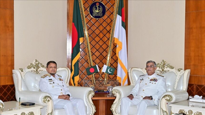 Pakistan Navy Chief Admiral Naveed Ashraf receives a Guard of Honour at Bangladesh Naval Headquarters in Banani, Dhaka.