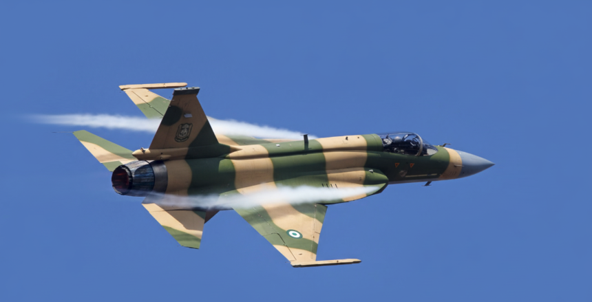 "Pakistani JF-17 Thunder fighter jet in flight - the combat-proven aircraft at the center of a $4 billion defence deal between Pakistan and Saudi Arabia that would convert Saudi loans into military equipment purchases"