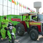 Waste management infrastructure in Punjab, Pakistan showing modern collection vehicles, geo-tagged waste enclosures, and technology-enabled sanitation systems as part of the Suthra Punjab clean cities initiative.
